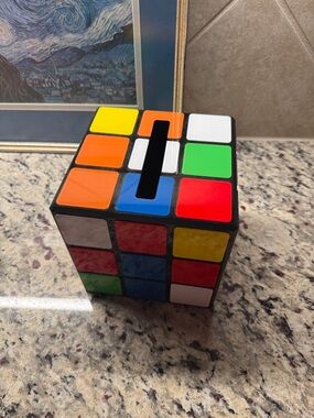 Rubik’s Cube Klennex Holder - Multicolor Puzzle Design